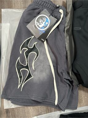 Charcoal Flame Graphic Drawstring Shorts